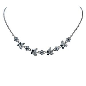 Annaleece Swarovski Flower Leaf Necklace Silver Tone Crystal Floral Botanical